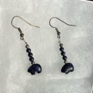 Native American blue sparkly bear earrings